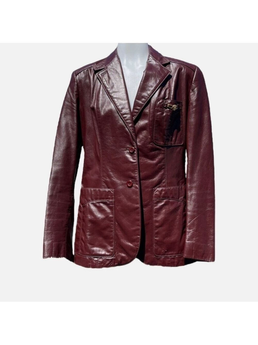 Vintage Etienne Aigner Classic 80s Burgundy Leather Blazer